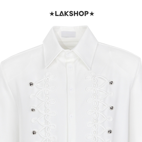 Áo White Baroque Embroidered Shirt