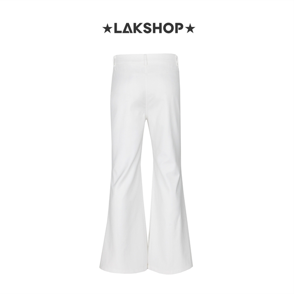 Quần White Pleat Flared Pants with Keychain