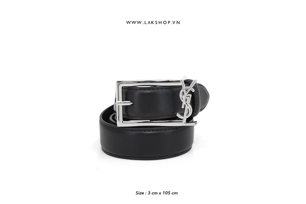 Black Leather Rectangular Y.S.L Belt 3cm