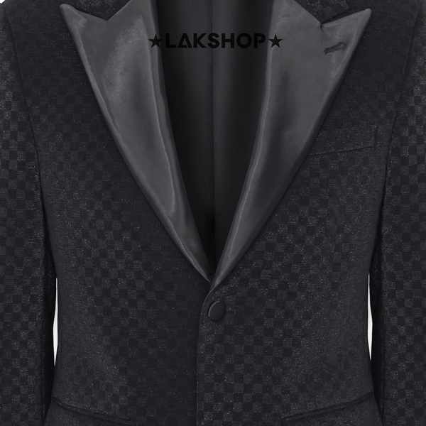 Áo Black Glitter Checkerboard Blazer