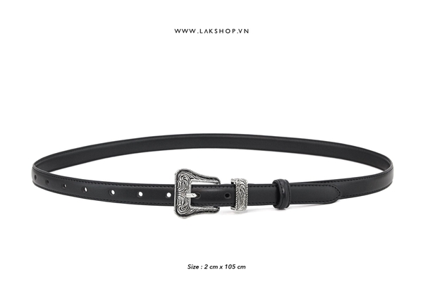 Thắt Lưng Western Buckle Belt in Black (bản nhỏ 2cm)
