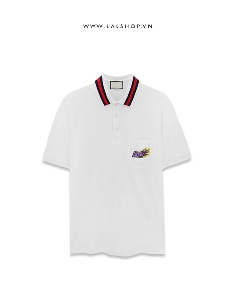 GG White Logo Embroidered  Polo Shirt