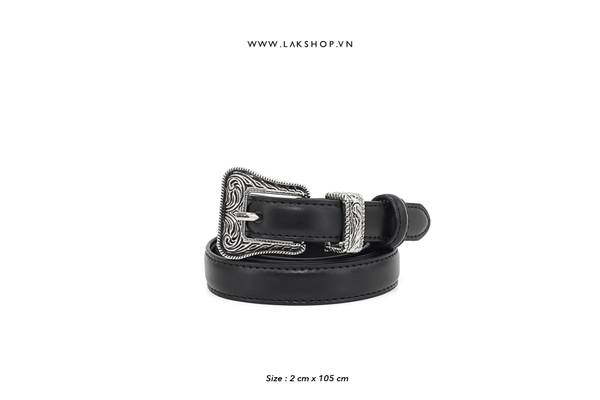 Thắt Lưng Western Buckle Belt in Black (bản nhỏ 2cm)