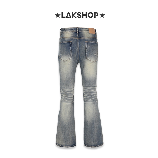 Quần Blue Washed Ripped Flared Jeans