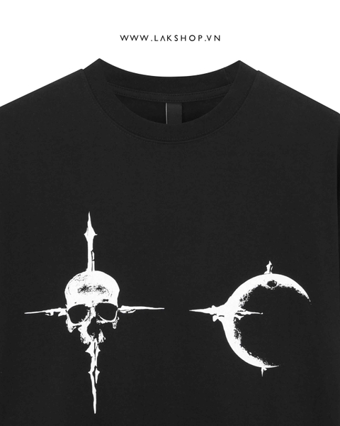 Skull with Moon Print T-shirt