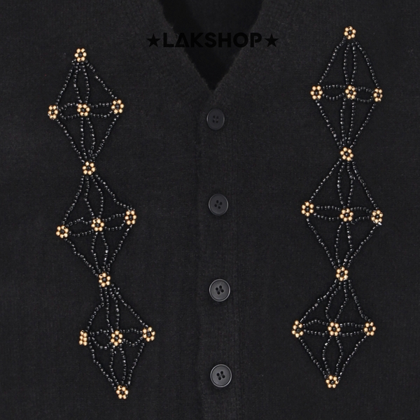 Áo Black Shaped Beads Cardigan