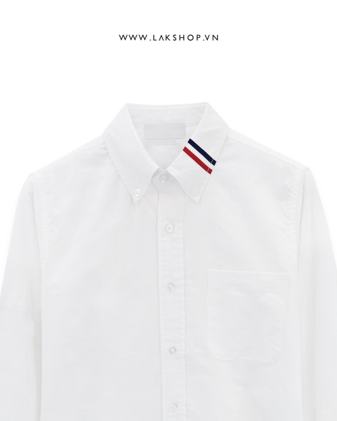 T.B White Oxford RBW Stripe Neck Shirt