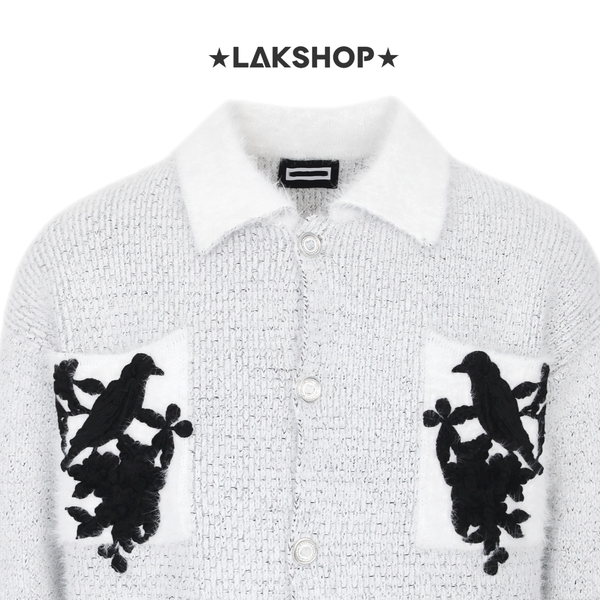 Áo Smoky White Mohair Cardigan Jacket