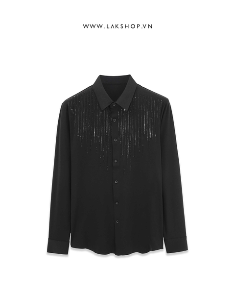 Áo Bling Bling Stone Stripe Black Shirt