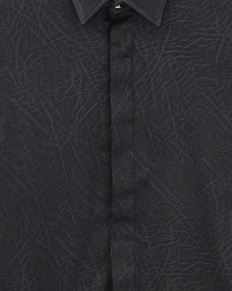 Áo Lak Studios Embossed Pattern Leather Neck Shirt