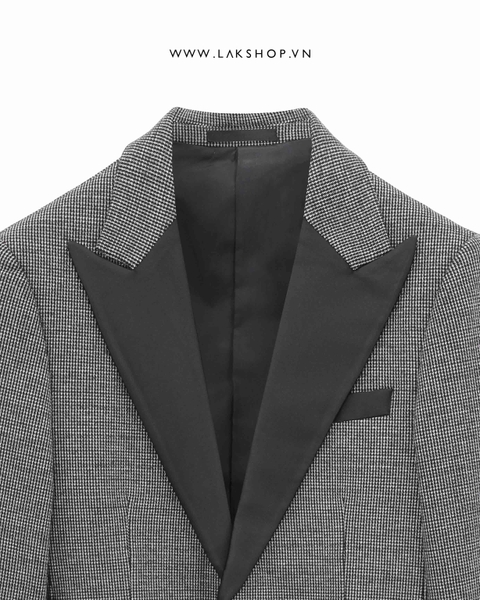 Áo Grey Wool Black Neck Blazer cx2