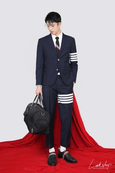 Th0m Br0wne Navy Step Twill School Uniform 4-bar Blazer