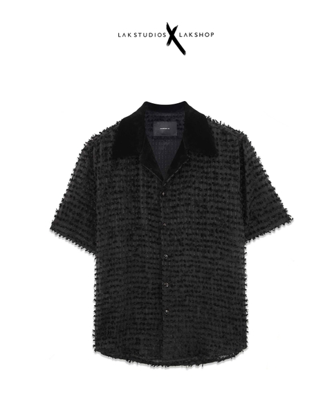 Lak Studios Check Tassels Velvet Short-Sleeve Shirts