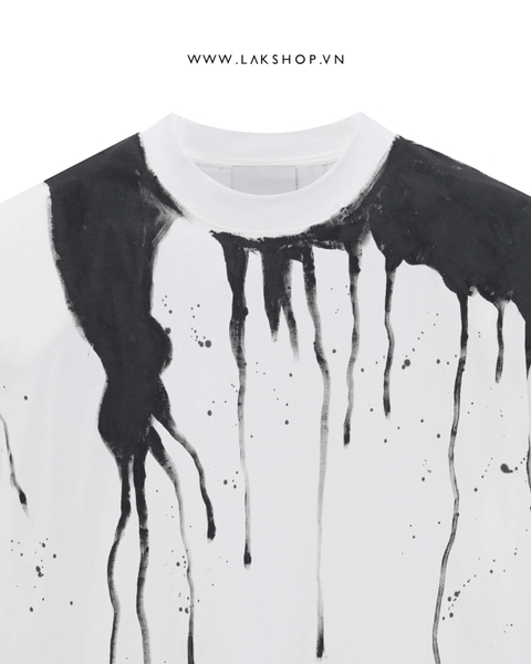 Áo Oversized White Flowing Paint Shoulder Padding T-shirt