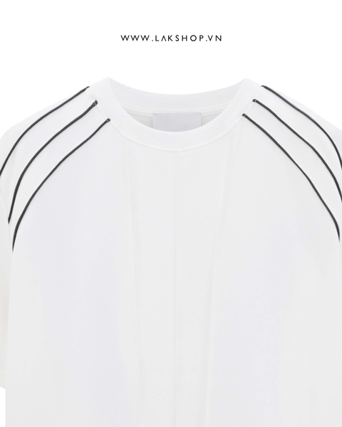 Oversized White with Trim Shoulder Padding T-shirt