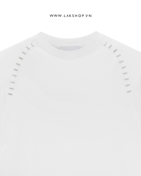 Áo Oversized White Long Studs Padding T-shirt
