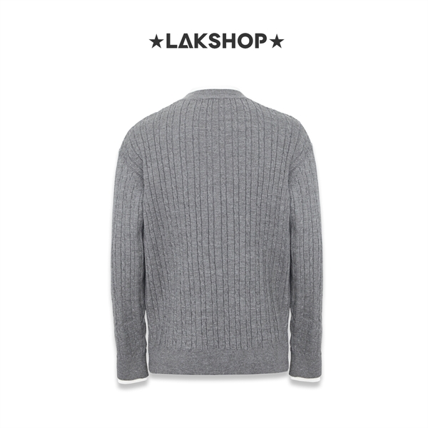 Áo Grey Double Neck Twisted-cable Sweater