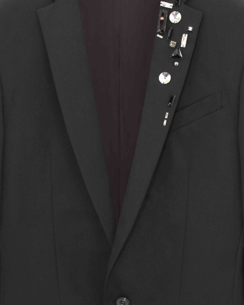 Áo Black Blazer 2 Buttons Crystal Collar cx2
