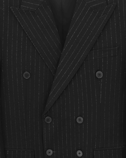 Áo Black Striped Double-Breasted Blazer cx1