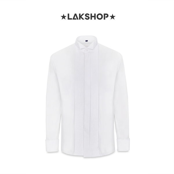 Áo White Wing Collar Pleated Dress Shirt