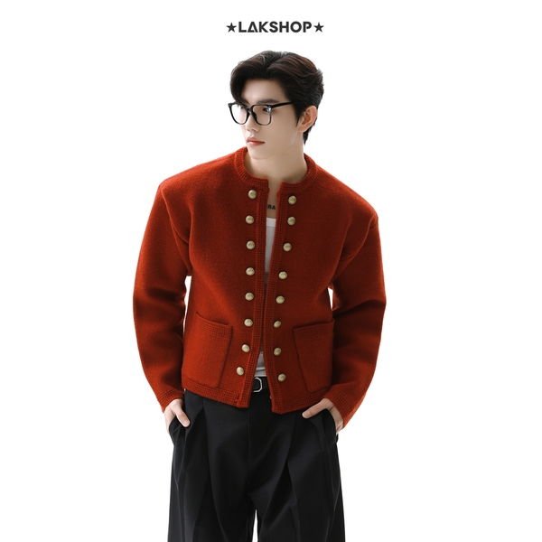 Áo Red Double-Breasted  Sweater Jacket