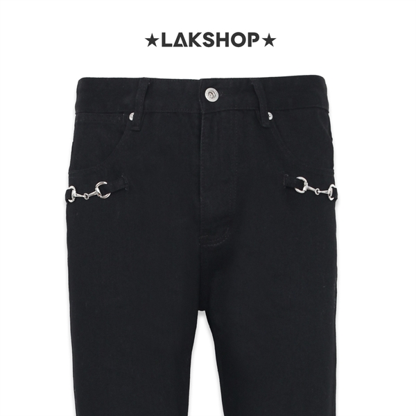Quần Black Flared with Lock Denim Trouser