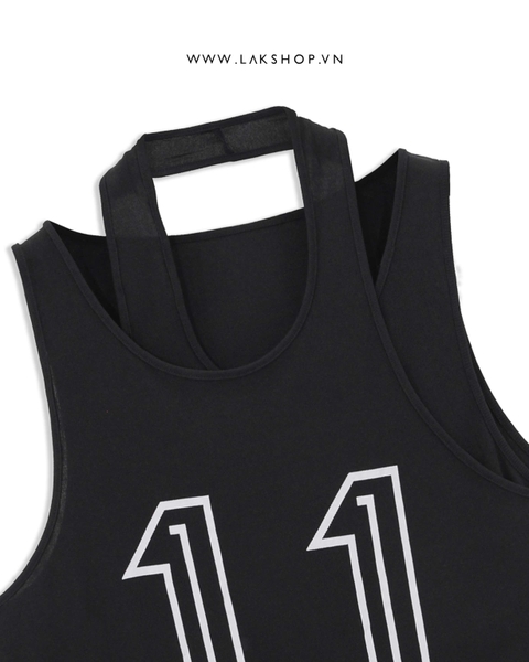 Oversized 11 Double Tanktop in Black