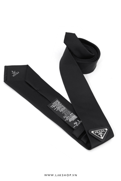 CV9999 Pr@da Logo Gabardine Tie In Black (7cm)
