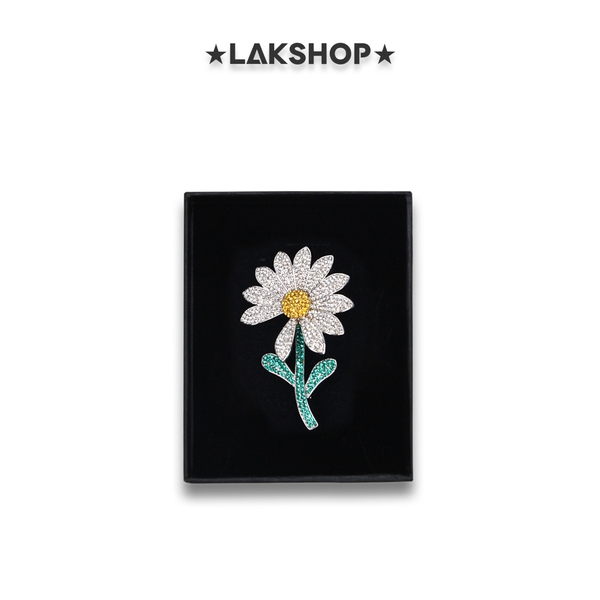 Trâm cài Hoa Cúc Zirconium Daisy Brooch Silver Small (Bản 6cm)