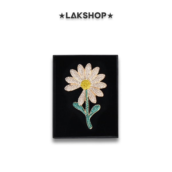 Trâm cài Hoa Cúc Zirconium Daisy Brooch Gold (Bản cao 7cm)