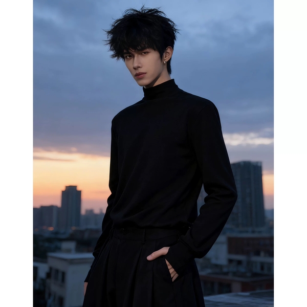 Áo Black High-Neck Sweatshirt