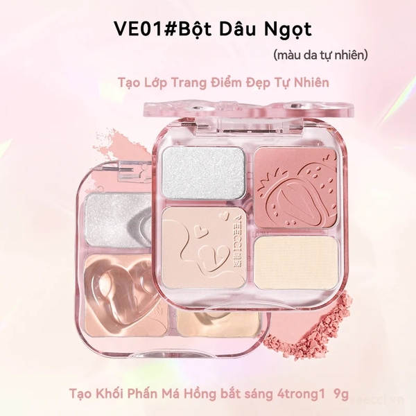 Bảng Phấn Má & Highlight 4 Ô Veecci 9g