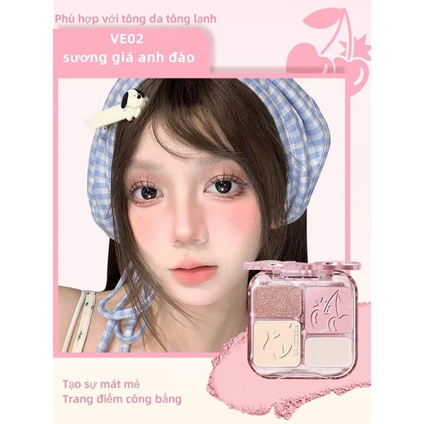 Bảng Phấn Má & Highlight 4 Ô Veecci 9g