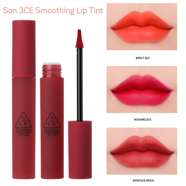 Son Kem Lì Siêu Mịn, Lên Màu Siêu Chuẩn 3CE Smoothing Lip Tint