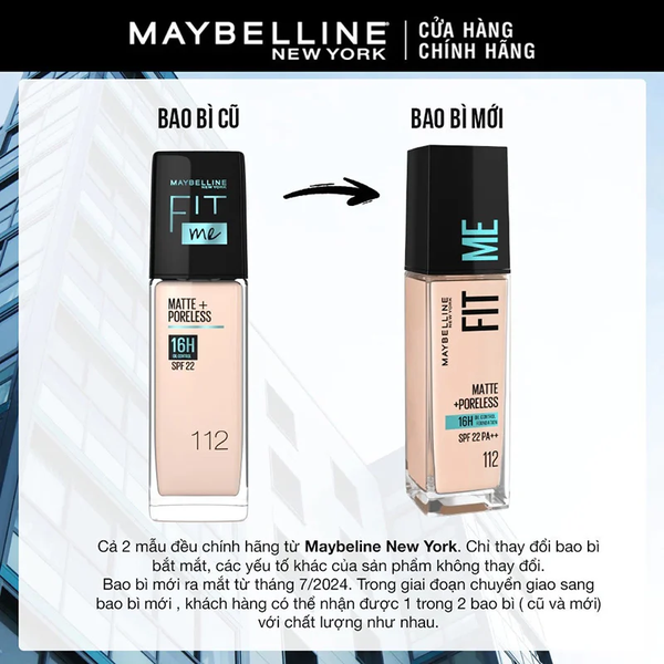 Kem Nền Maybelline Fit Me Matte Poreless Foundation SPF22