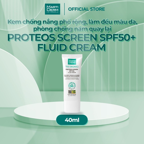 (Hàng nhập khẩu) Kem Chống Nắng MartiDerm The Originals Proteos Screen SPF50+ Fluid Cream 40ml
