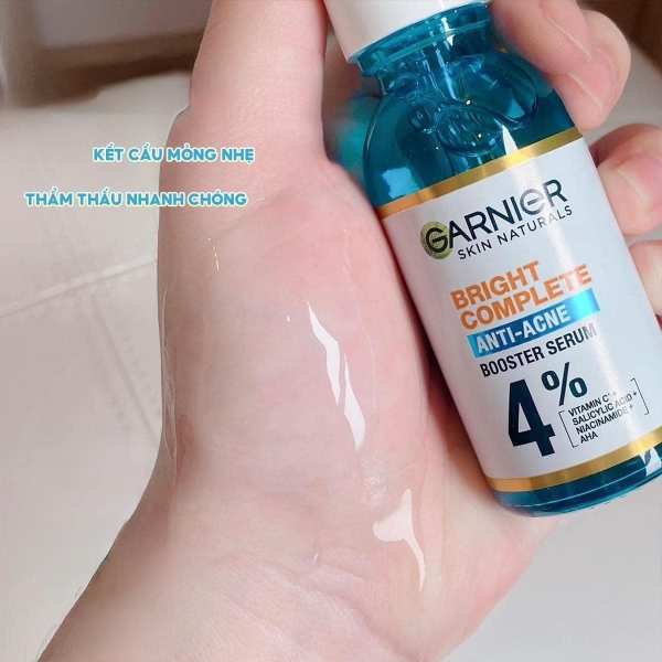 Serum ngừa mụn mờ thâm cho da dầu Garnier Skin Naturals Bright Complete Anti-Acnes Booster 30ml