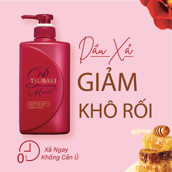 Dầu gội xả mượt tóc Tsubaki Premium Moist 490ml
