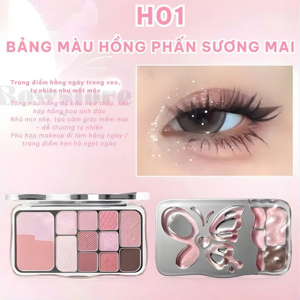 Phấn mắt 12 màu Hold Live tone hồng đa năng Mist Butterfly Shadow