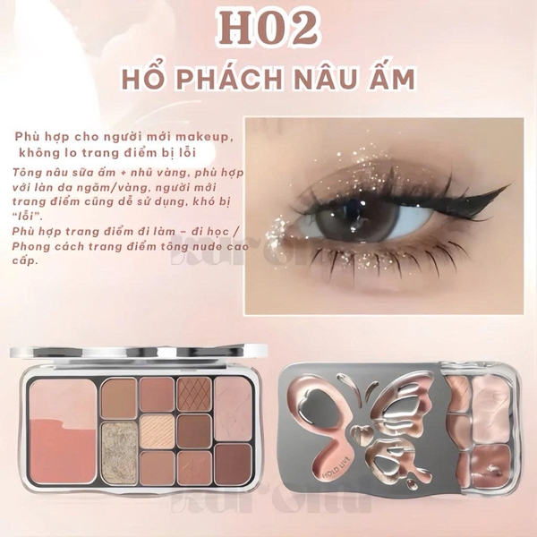 Phấn mắt 12 màu Hold Live tone hồng đa năng Mist Butterfly Shadow