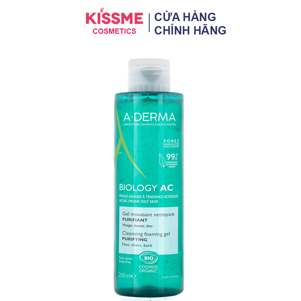 Sữa Rửa Mặt A-Derma Biology AC Cleansing Foaming Gel Purifying Organic