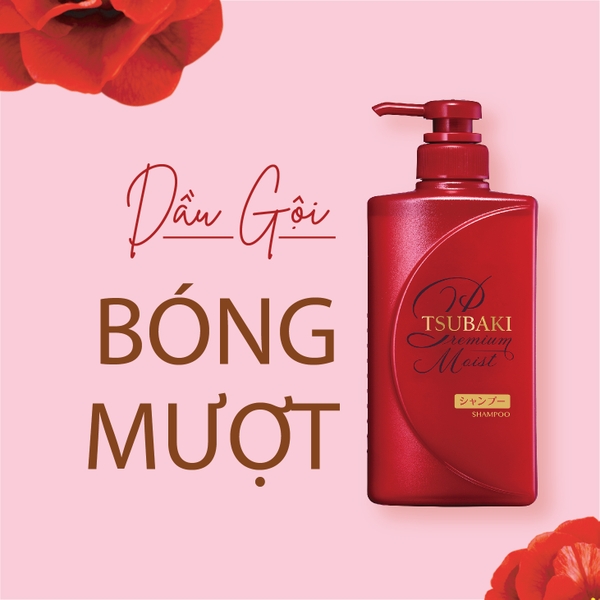 Dầu gội xả mượt tóc Tsubaki Premium Moist 490ml