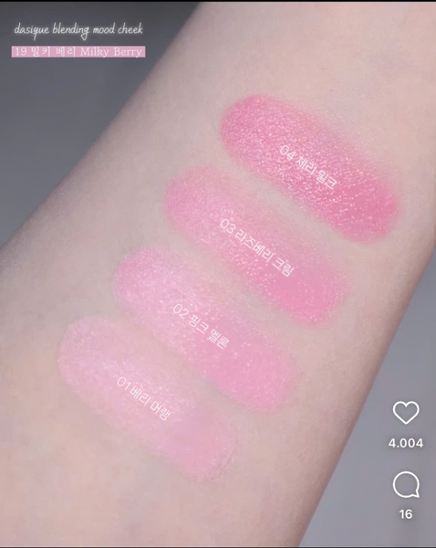 Má Hồng Kem 4 Ô Dasique Blending Mood Cheek Màu 18 19