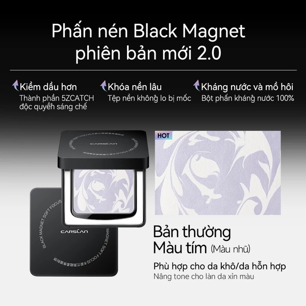 Phấn Phủ Nén Kiềm Dầu Carslan Black Magnetic Soft Mist Powder 8g
