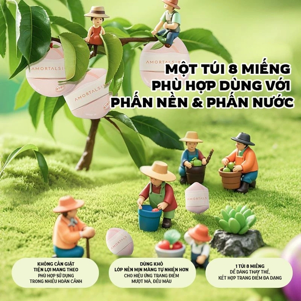 Set 8 Bông Mút AMORTALS Tự Xé PEACH FARM