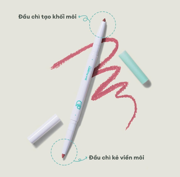 Chì kẻ viền môi hai đầu DEARMAY 2in1 Plumpy Lip Liner 0.36g