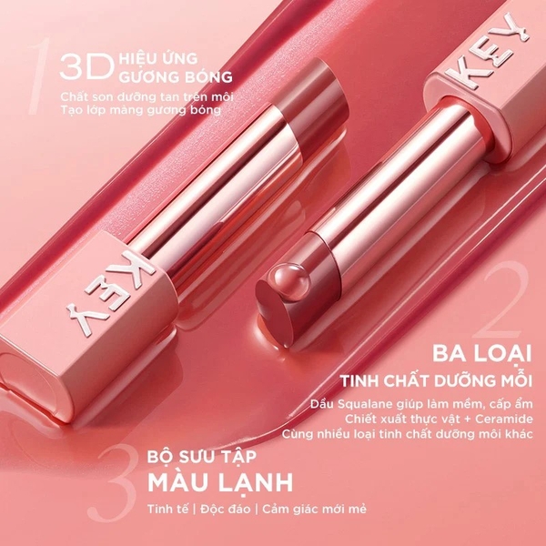 Son Thỏi Có Màu Dưỡng Ẩm, Căng Bóng Môi Colorkey Juicy Glow Lipstick 3g