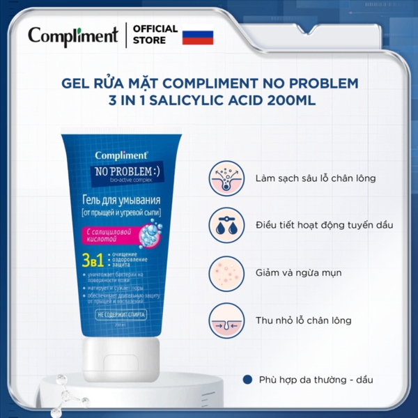 Sữa rửa mặt da dầu mụn Compliment No Problem 200ml