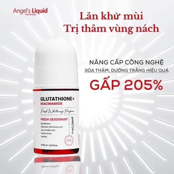 Lăn nách mờ thâm, dưỡng trắng da Angel Liquid Glutathione plus Niacinamide Arbutin Fresh Deodorant 60ml