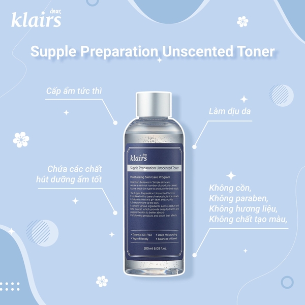 Toner Da Nhạy Cảm Klairs Supple Preparation Toner 180ml